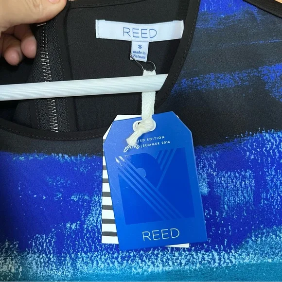 NWT REED by Reed Krakoff Striped Scuba Sheath Dress Ocean Blue - Picture 5 of 8